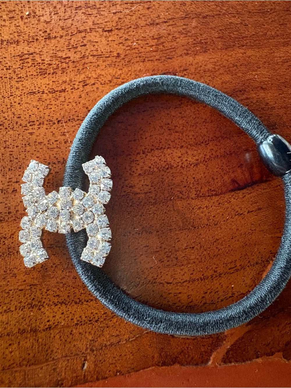 Crystal Embellished Black Hair Tie